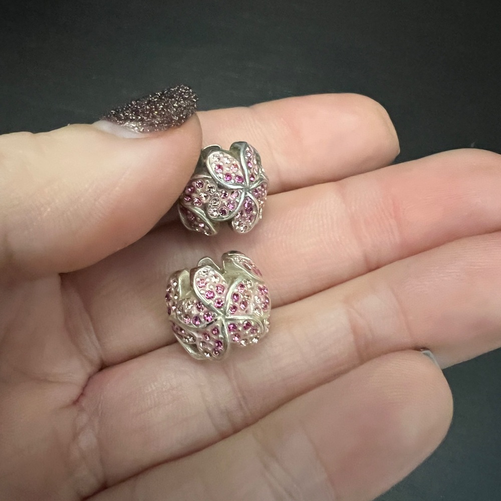 Pandora Pink and Silver Floral Charm